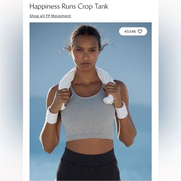 FREE PEOPLE | FP MOVEMENT Happiness Runs Gray Ribbed Crop Tank Women’s Size M/L - Picture 10 of 10